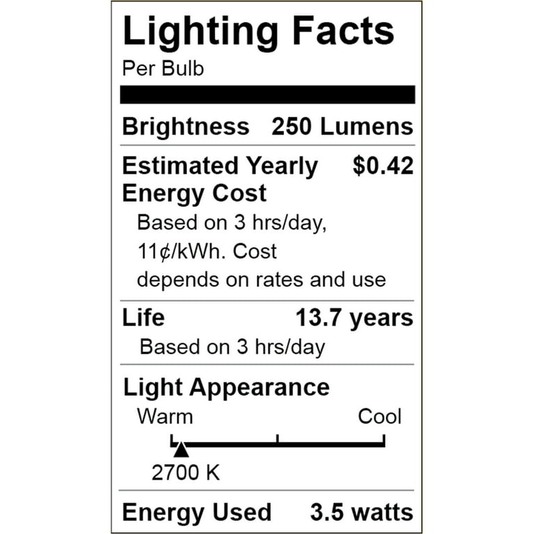 Great Value LED Light Bulb, 3.5W (25W Equivalent) T10 Clear Tube Lamp E26  Medium Base, Dimmable, Soft White, 1-Pack