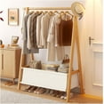 thumbnail image 1 of Foldable Clothing Garment Rack, Wooden Clothes Hanging Rack,Living Bedroom Office Storage Shelves,For Hanging Clothes,Easy To Assemble (Color : Yellow-A, Size : 68cm), 1 of 1