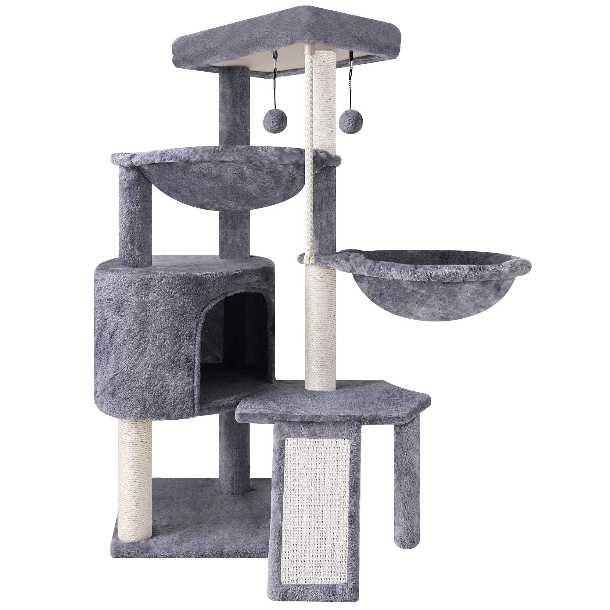 AIWIKIDE 37.4" Cat Tree with Condo and Two Hammocks, Grey