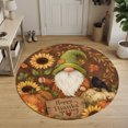 thumbnail image 3 of Small Round Rug 3Ft, Gnomes Fall Non-Slip Washable Circle Rugs Carpet, Thanksgiving Pumpkins Sunflowers Botanical Indoor Outdoor Rug Floor Mats Throw Runner for Bedroom Living Room Bathroom, 3 of 8