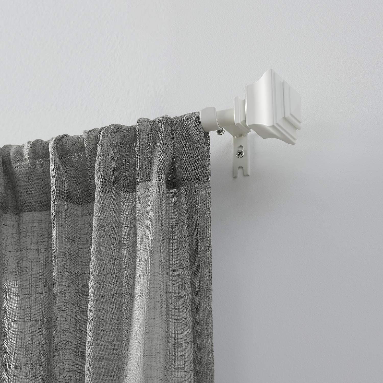MODE Simplicity Collection Adjustable Single Curtain Rod Set with Doorknob Finials Adjustable Rod, Fits windows 24” to 84” Windows (2-Pack)
