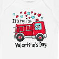 thumbnail image 4 of Inktastic It's My 1st Valentine's Day Fire Truck with Cute Dalmatian Boys or Girls Baby Bodysuit, 4 of 5