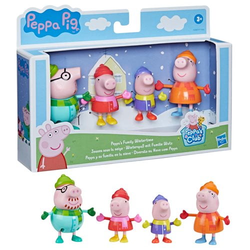 Peppa Pig Peppa s Club Peppa s Family Wintertime Figure 4 Pack Toy Cold Weather Outfits