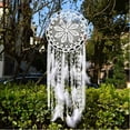 thumbnail image 2 of Atrapasueños de plumas blancas grandes, colgante de pared de macramé para decoración del hogar o boda Vintage, círculo de 80cm de largo y 30cm, 2 of 5
