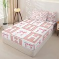 thumbnail image 2 of Homewish Cartoon Letter H Monogrammed Zipper Twin Comforter Sets with Fitted Sheet and 2 Pillowcases,Pink Girly Bowknot Princess Bow Zipper Bedding Set For Kids,Pink Reversible,4-Piece, 2 of 7