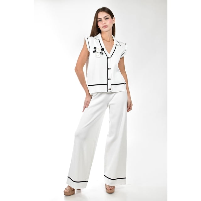 Set chaleco y pantalon con broche Roman Fashion /Juvenil, 50157 (Blanco) blanco M