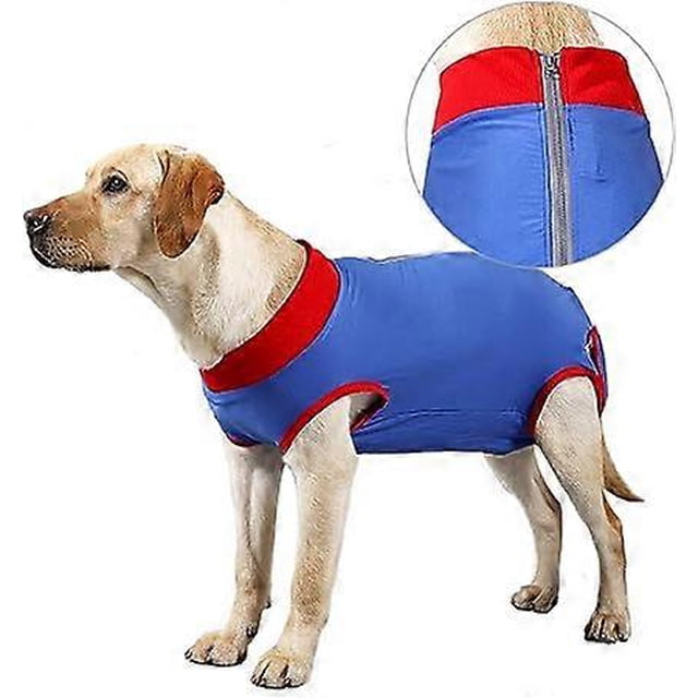 Dog Sterilization Surgery Recovery Clothes Dog Recovery Clothes Pet Surgery Clothes (Blue S Back Length 28-35CM Suitable for Weight 9-16 Pounds)