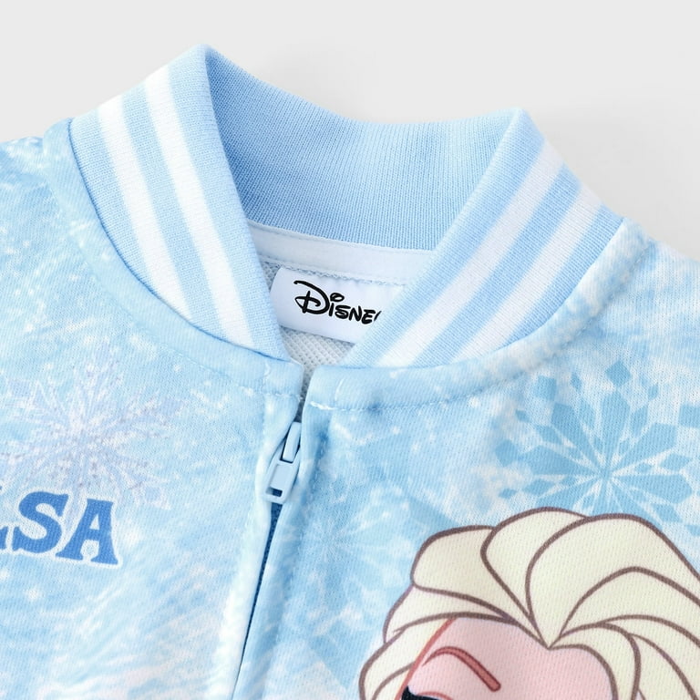 Disney Frozen Girls Bomber Jacket Elsa Zip Up Varsity