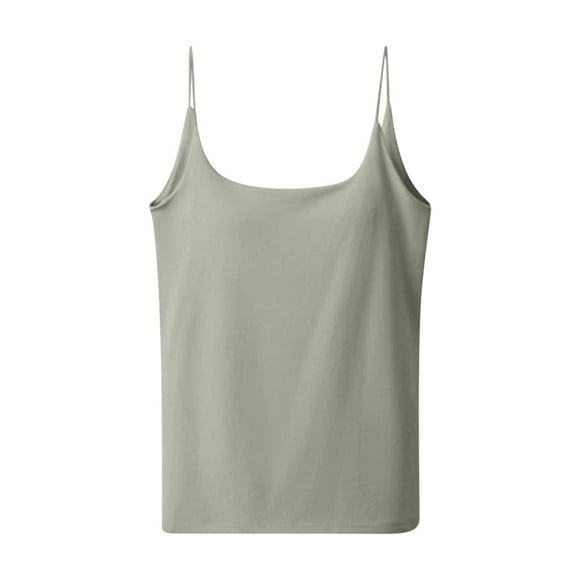 Débardeurs à Bretelles Spaghetti pour Femmes avec Soutien-Gorge Intégré, Sans Coutures, Rembourrés, Sans Manches, Dos Croisé, Aguichant, Courts, de Yoga, Gilet (Moyen, Vert)