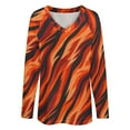 thumbnail image 4 of LYWC Unique Tiger Skin - 1179 Long Sleeve Shirts For Women Oversized Tshirts Tops Tees Fall T-Shirts V Neck, 4 of 7