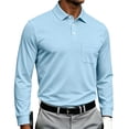 thumbnail image 2 of Fabrcox S-4XL Long Sleeve Polo Shirt Men with Pockets Collared Work Shirt Men Office Casual Plain Regular Fit Outdoor Men's Golf Shirts Blue S, 2 of 8