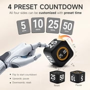 Rotating Pomodoro Timer,Desk Productivity Flip Timer, ADHD Tool Cube Countdown Stopwatch for Work, Study,Kitchen