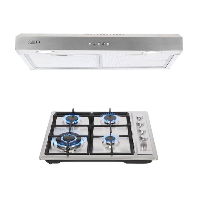 Combo Thory 75 ODIPO Parrilla 60 cm Acero Inoxidable y Campana Slim Acero Inox 75 Cm Campana Pared y Parrilla Empotrable Gas