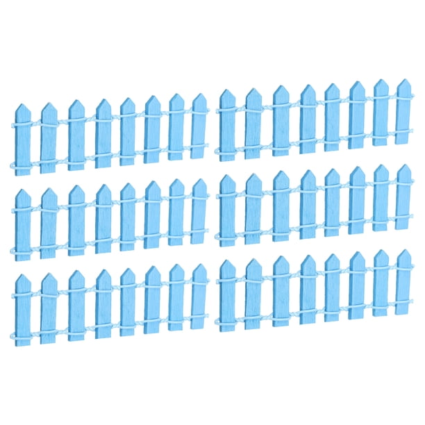 Uxcell 6pcs 3.9 Inch Miniature Garden Fence, Mini Ornament Wood Picket Fence Decorative Dollhouse Home DIY, Dark Blue