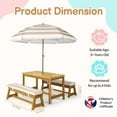 thumbnail image 5 of Ktaxon Kids Picnic Table, Child Wooden Table Set with Cushion & Romovable Umbrella, Children Activity Furniture Set for Indoor Outdoor, Gift for Boys Girls, Teak, 5 of 8