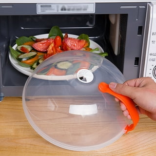  Coralpearl Automatic Microwave Plate Cover Magnetic, Adjustable  String Food Splatter Guard w Vents, Self Opening Hover Dish Spatter Lid  Attached to Door 12 Inch, BPA Free Plastic, Dishwasher Safe (1): Home