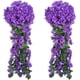 thumbnail image 2 of Flores artificiales colgantes para exteriores, hiedra violeta, plantas y flores colgantes falsas para el hogar, bodas, jardín, patio, cestas colgantes, guirnalda de glicina, ramo de orquídeas,, 2 of 8
