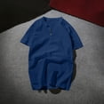 thumbnail image 2 of WRKEKC Mens Short Sleeve Button Down Shirts Solid Color Vintage Button Short Sleeve V-Neck Top Casual Shirt Retro Style Comfortable, 2 of 5