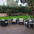 thumbnail image 7 of Cascada Outdoor 4 Piece Wicker Club Chairs with Cushions and C-Shaped Tables Set, Silver, Dark Brown, Beige, 7 of 7