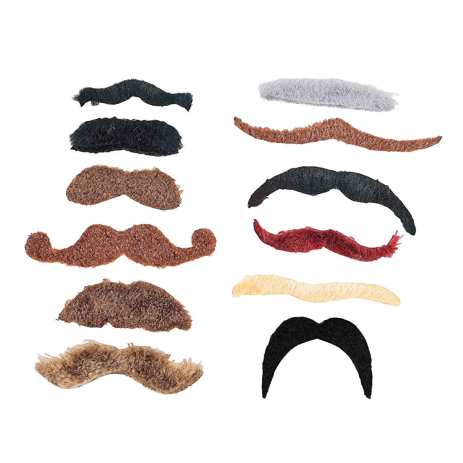 Large Mustache Assortment - Party Wear - 12 Pieces - Walmart.com
