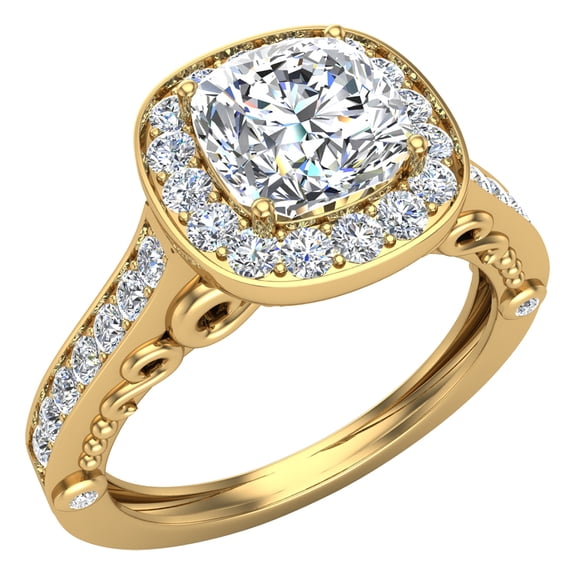 Diamond Engagement Ring for Women Cushion Cut Diamond Halo Rings Filigree Style 14K Gold 1.15 Carat (G,SI)