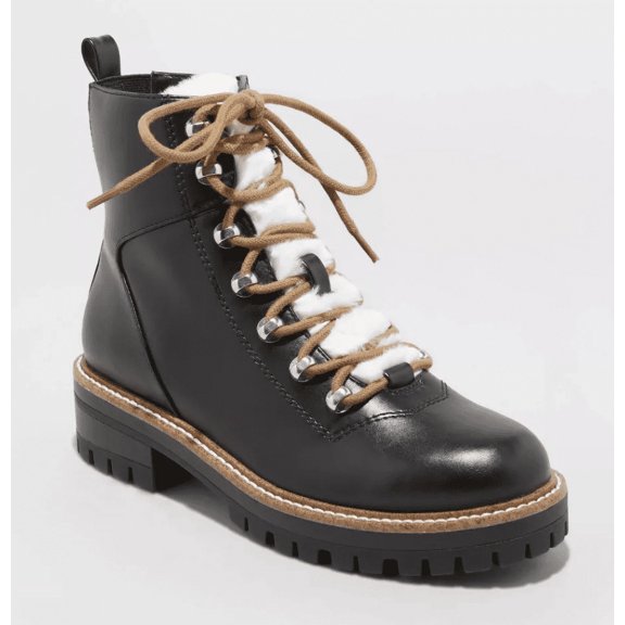 A New Day Womens Leighton Hiking Boots with Memory Foam Insole Black 7