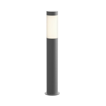 Round Bollard - Sonneman Lighting Round Column Textured Grey 22-inch LED Outdoor Bollard, White Shade