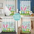 thumbnail image 5 of No Hook Shower Curtain with Snap in Liner, Happy Easter Eggs Rabbit Ears Waterproof Bath Curtain Double Layers with See Through Top Window, Spring Flower Teal Wood Grain Hotel Shower Curtains 36x72in, 5 of 9