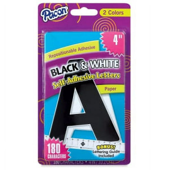 Pacon Self-Adhesive Letter Set with Guide - Black and White, 4''
