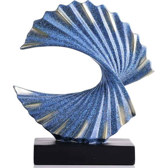 Blue Gold Wave Sculpture, Modern Ocean Wave Home Accents, Resin Art Statue for Shelf, Coffee Table, TV Stand Adornos Modernos