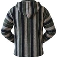thumbnail image 3 of Del Mex Mexican Baja Hoodie, Hippie Sweater Pullover (Olive Green Stripe, Medium), 3 of 6