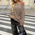 thumbnail image 4 of Womens Off The Shoulder Tops Oversized Tshirts Long Sleeve 2026 Casual Basic Tees, 4 of 5