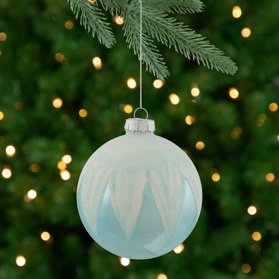 Northlight 4" Blue and White Glass Ball Christmas Ornaments
