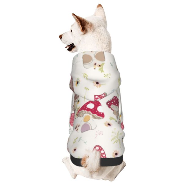 Fotbe Floral Mushroom Sudadera con Estampado para Perros Pequeños – Suéter con Capucha para Mascotas, Tela Suave de Forro Polar con Bolsillo-XX-Large