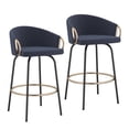 thumbnail image 2 of Contemporary Velvet and Metal 26" Counter Stool Set of 2 Blue and Black and Gold, 2 of 5