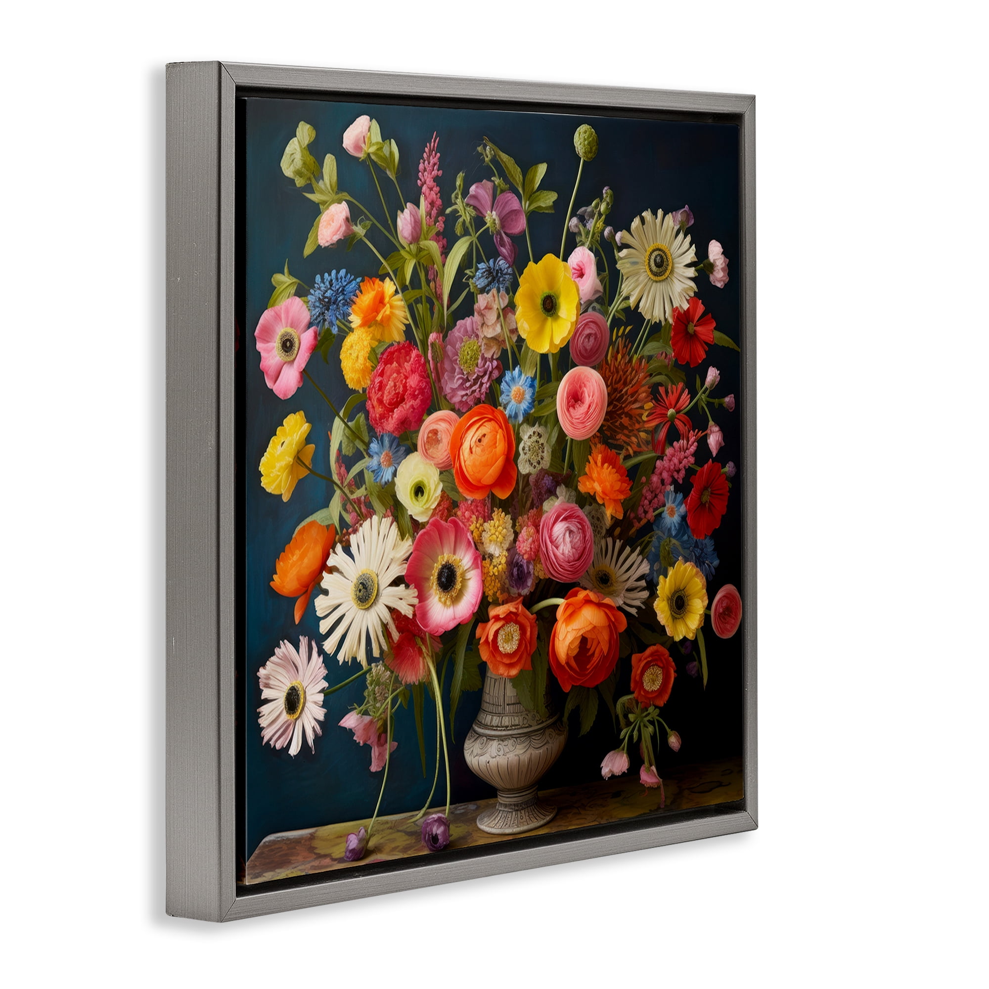 Stupell Industries Harmonious Garden Bouquet Gray Framed Floater Canvas Wall Art, design by Lazar Studio
