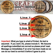 Craft Bar Signs Personalized Whiskey Barrel Head - Custom Hideout - Drinking Bar Sign Man Cave