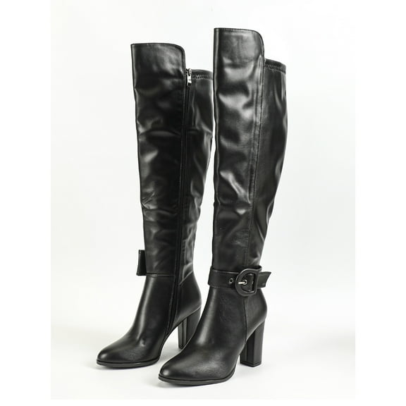 Knee High Boots For Women Chunky Heel Rounded Toe Womens Tall Boots Side Zipper Boots For Winter Fall