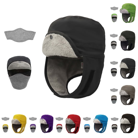 Xcmzpl Trapper Hat for Men Women Windproof Trooper Hat Fleece Lined Ear Flaps Warm Winter Outdoor Hats for Cycling Hiking
