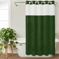 thumbnail image 3 of Solid Dark Green No Hook Shower Curtain Waterproof,Bathroom Curtains with Snap in Liners and See Through Top Window,Retro Minimalism Abstract Denim Texture Hotel Bathtub Curtains Shower 54"Wx78"L, 3 of 8