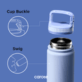 thumbnail image 4 of Carote 3pcs Insulated Stainless Steel Water Bottle and Tumbler Set with Straw/Handle, 34oz & 32oz*2, Blue, 4 of 8