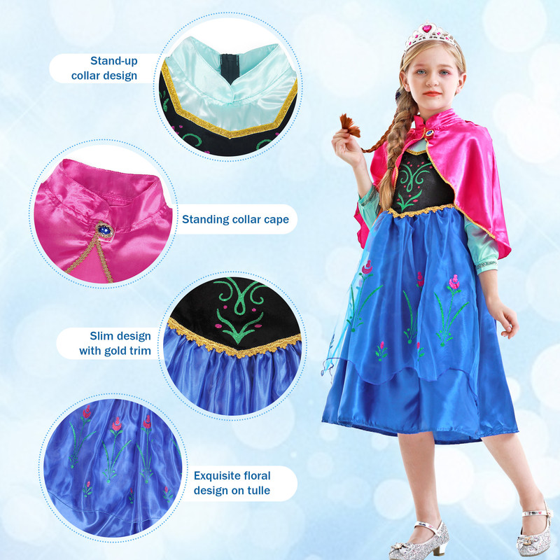 Jurebecia Snow Queen Anna Princess Costume for Girls, 5-6Y photo 5