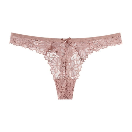 Hi Cut Panties for Women Padded And Underwear for Women Women 1 Piece Panties Floral Lace Bow Back Panty Transparent Hollow Out Underwear Comfort Seamless Low Waist Briefs Lingerie