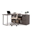 thumbnail image 2 of Solay L-Shaped Desk with lateral file and bookcase in Bark Gray, 2 of 3