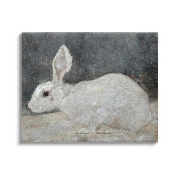 White Rabbit Bunny Classic Animals & Insects Painting Gallery Wrapped Canvas Print Wall Art
