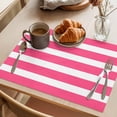 thumbnail image 3 of Pink Striped Placemats Set of 4 Modern Simple Monochrome Geometric White Place Mats Indoor Wipeable Table Mats Washable Cloth Dining Table Placemats for Kitchen Holiday Party Home Decor 13x19 Inch, 3 of 9