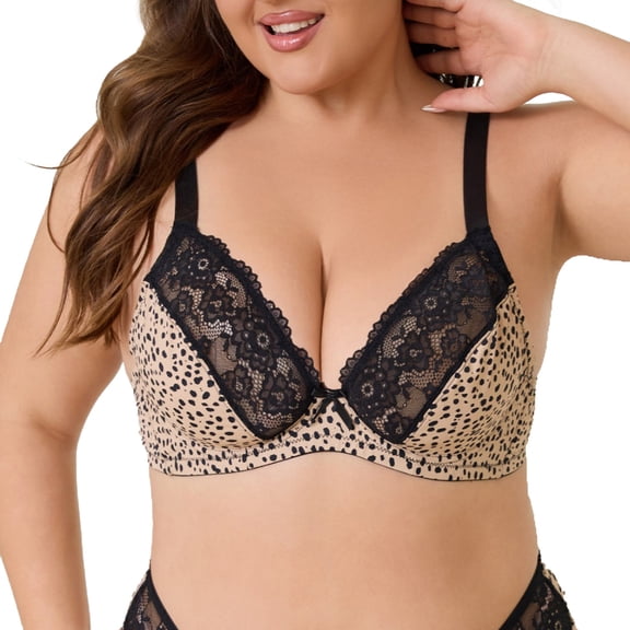 MEICHEN Bras for Women Sexy Leopard Print Plus Size Bra and Panty Set for Women Summer Fall Essentials Fashion Clothes