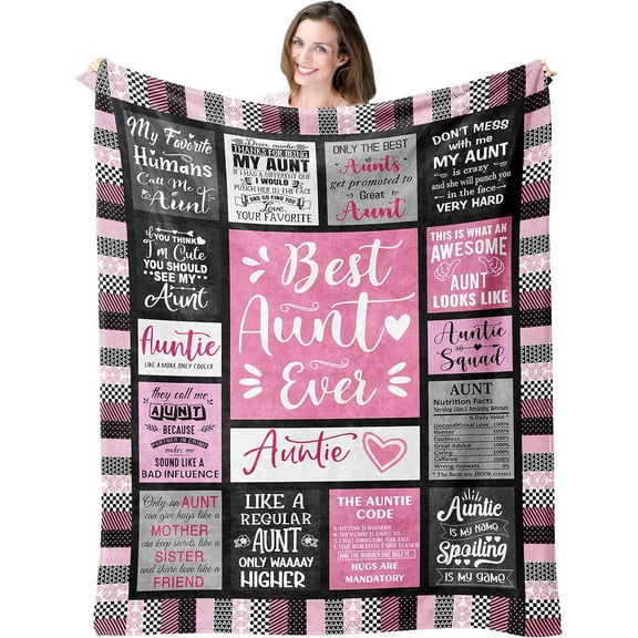 Aunt Gifts Throw Blanket 50”X60 for Aunt, Aunt Gifts from Niece, Best Aunt Ever Gifts, Birthday Gifts for Aunt, Gifts for Aunt, Aunt Blanket Gift, Auntie Gifts Ideas