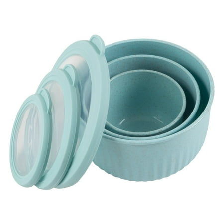 

Set of 3 Bowls with Lids - Microwave Freezer and Fridge Safe Nesting Mixing Bowls Teal