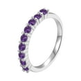 thumbnail image 2 of Amethyst Half Eternity Ring For Women In Sterling Silver- Purple Stacking Promise Ring, 2 of 9